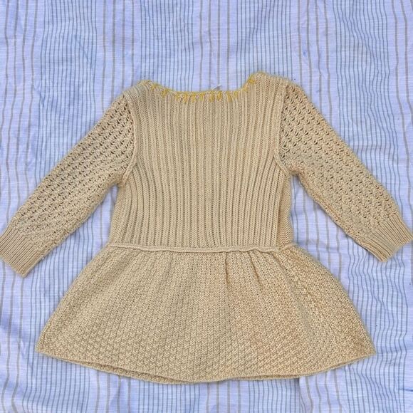 Free People Wool Blend Yellow Chunky Knit Button Sweater Pelpum Top Women’s S - Picture 2 of 6
